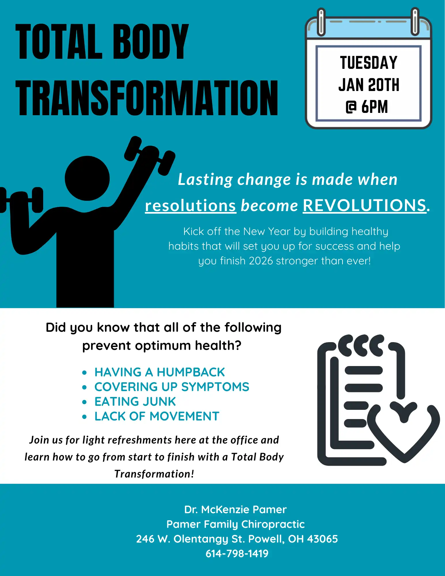 Total Body Transformation 2026 flyer
